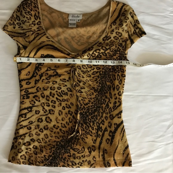 NWOT Animal Print Top Blushé Sweetheart Neckline Ruched with Ties Made in Turkey - Picture 7 of 8